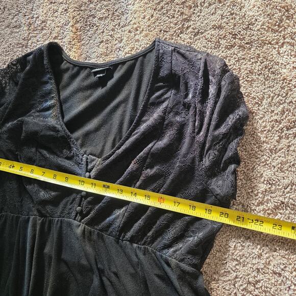 Torrid Black Lace Whimsigoth Dress Women 1X Vneck Boho Grunge Witchy Jersey Knit - Picture 7 of 9